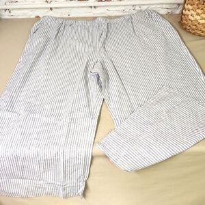 Fresh Produce Grey Striped Loose Wide Leg Pants Size 3X Crop/Ankle